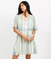 Petite Striped Pintucked Sleeve Mini Dress