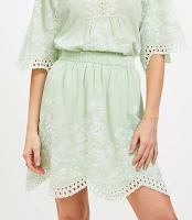 Petite Floral Eyelet Mini Skirt