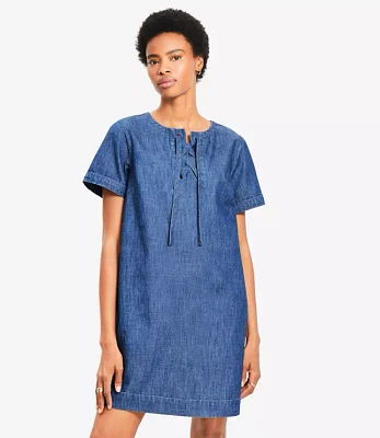 Tall Denim Lace Up Mini Dress