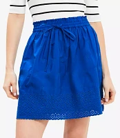 Petite Eyelet Poplin Drawstring Mini Skirt