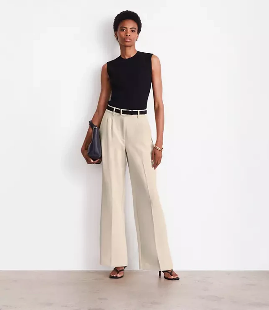 LOFT Versa Crepe Drape Pleated Relaxed Straight Pants