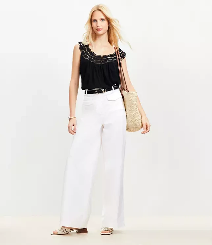 Petite Patch Pocket Wide Leg Pants