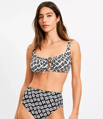 LOFT Beach Leafed Ruched Tie Keyhole Bikini Top