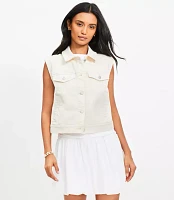 Petite Denim Trucker Vest Ivory