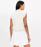 Petite Denim Trucker Vest Ivory
