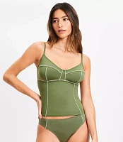 LOFT Beach Zig Zag Stitch Tankini Top