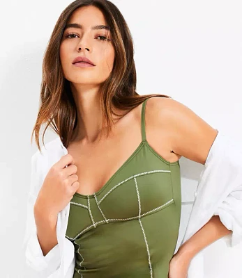 LOFT Beach Zig Zag Stitch Tankini Top