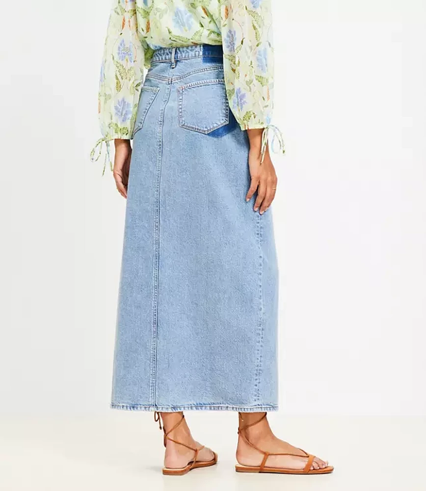 Denim Maxi Skirt Light Vintage Wash