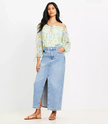 Denim Maxi Skirt Light Vintage Wash