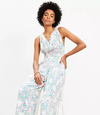 Floral Smocked Crisscross Back Jumpsuit
