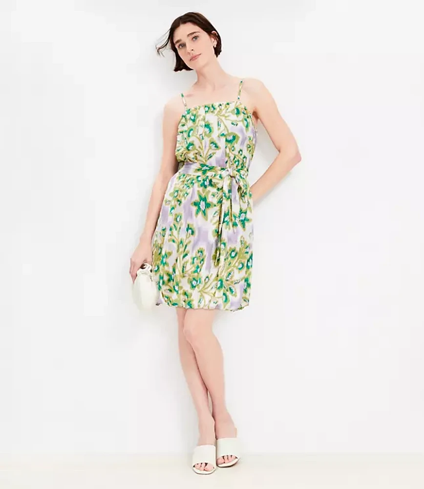 Petite Floral Clip Pleated Mini Pocket Dress