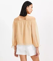 Tie Cuff Off The Shoulder Blouse