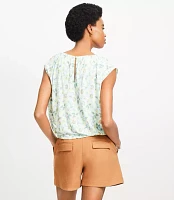 Petite Garden Bubble Hem Mixed Media Top