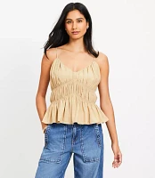 Petite Smocked V-Neck Peplum Cami
