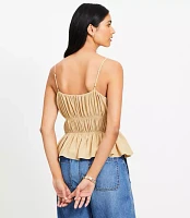 Petite Smocked V-Neck Peplum Cami