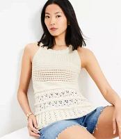 Petite Textured Pointelle Swingy Sweater Tank Top