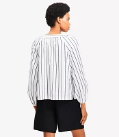 Petite Striped Lace Up Blouse