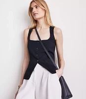 Petite LOFT Versa Crepe Drape Tank Pocket Vest