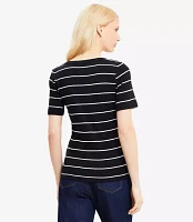 Stripe Ribbed Scoop Neck Tee