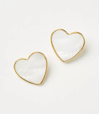 Mother Of Pearl Heart Statement Earrings