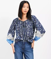 Petite Lace Paisley Tie Blouse