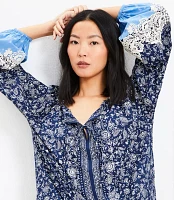 Petite Lace Paisley Tie Blouse
