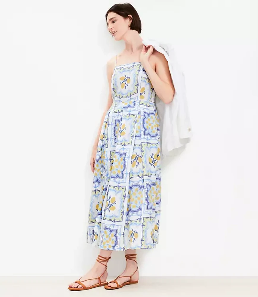 Petite Lemon Linen Blend Strappy Maxi Pocket Dress