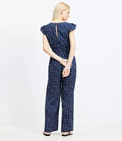 Petite LOFT Beach Floral Crinkle Cutout Flutter Jumpsuit