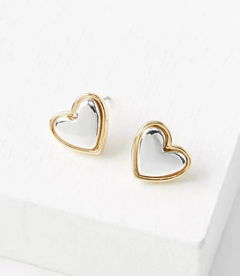 Heart Mixed Metal Stud Earrings