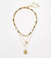 Pearlized Layered Coin Necklace Set