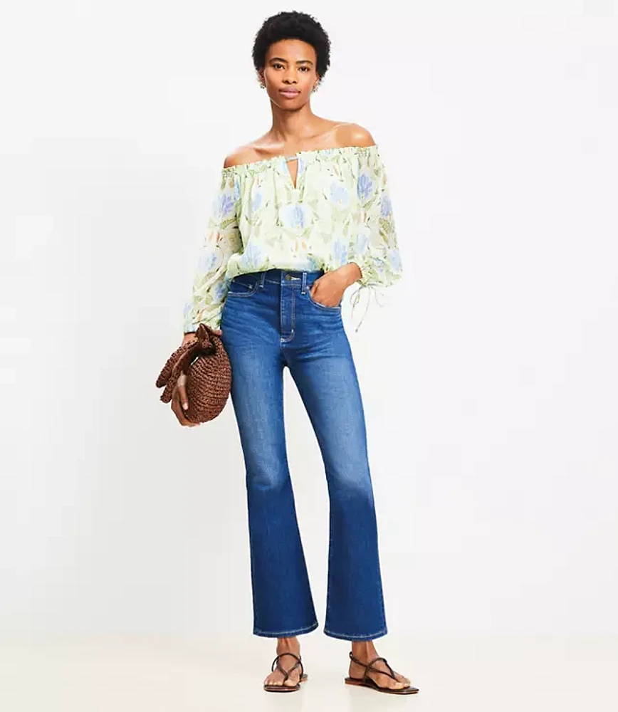 High Rise Kick Crop Jeans Bright Indigo Wash