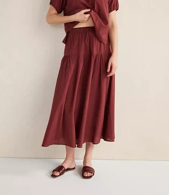 Haven Well Within Cotton Voile Blend Drop Waist Midi Skirt