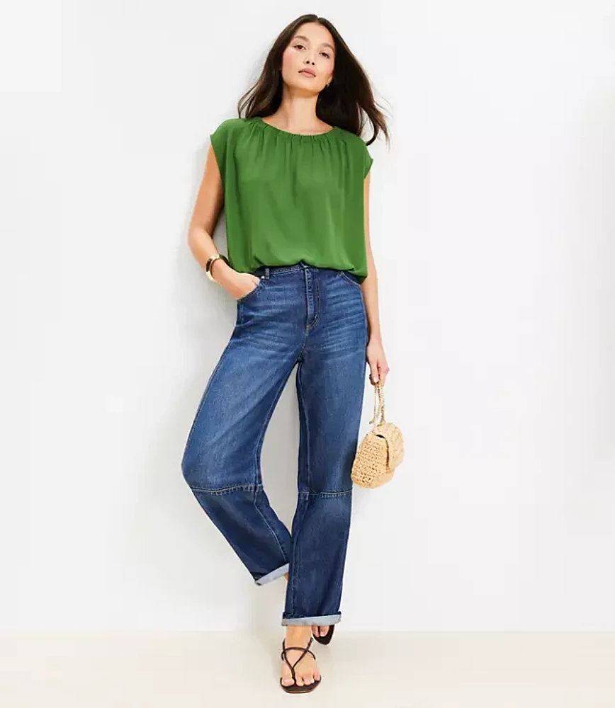 Bubble Hem Mixed Media Top