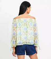 Petite Floral Tie Cuff Off The Shoulder Blouse