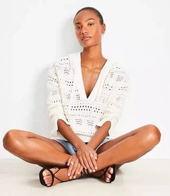 Petite LOFT Beach Pointelle Hoodie