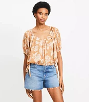 Floral Side Tie Bubble Top