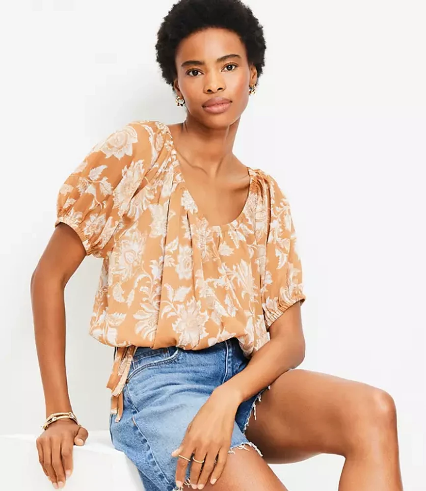 Floral Side Tie Bubble Top