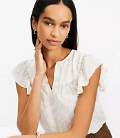 Jungle Mixed Media Flutter Sleeve Top