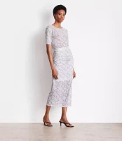 LOFT Versa Snake Print Mesh Ruched Midi Skirt