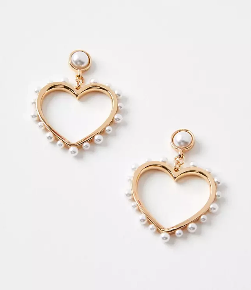 Pearlized Open Heart Drop Earrings