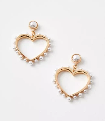 Pearlized Open Heart Drop Earrings