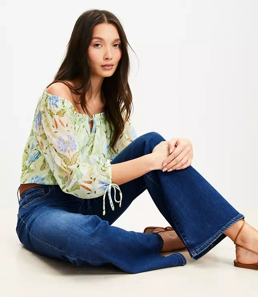 High Rise Relaxed Flare Jeans Medium Wash