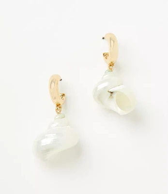 Mother Of Pearl Shell Drop Hoop Earrings