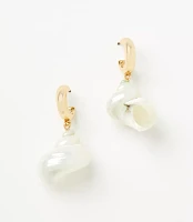 Mother Of Pearl Shell Drop Hoop Earrings