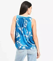 Petite Floral Pleated Mixed Media Shell