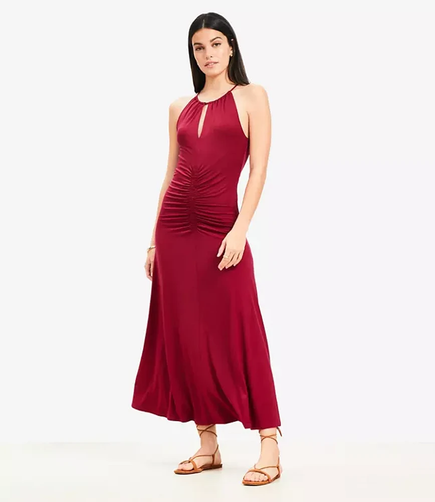 Ruched Midi Halter Dress