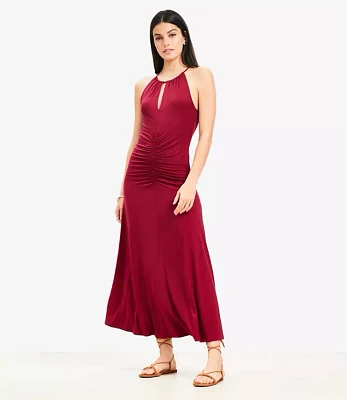 Ruched Midi Halter Dress