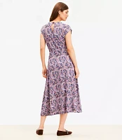 Petite Paisley Cap Sleeve Midi Pocket Dress