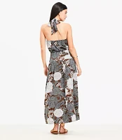 Petite Floral Halter Maxi Pocket Dress