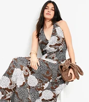 Petite Floral Halter Maxi Pocket Dress